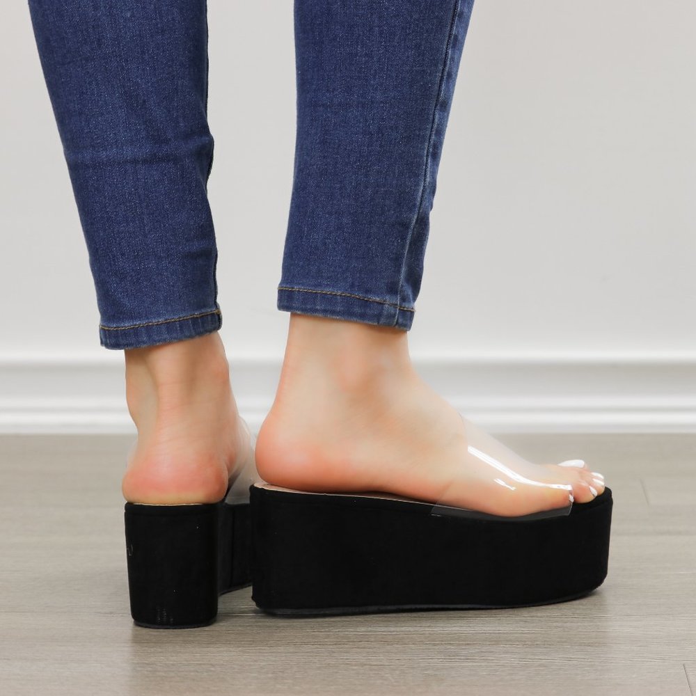 Clear Toe Band Open Toe Slip-on Platform Sandal - Picture 9 of 12